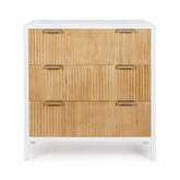 Comoda cu 3 sertare, alb/maro deschis, din MDF lemn si otel, Charley Bizzotto